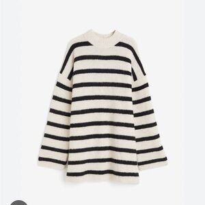 HM Beige and Black Striped Sweater Dress Size Small